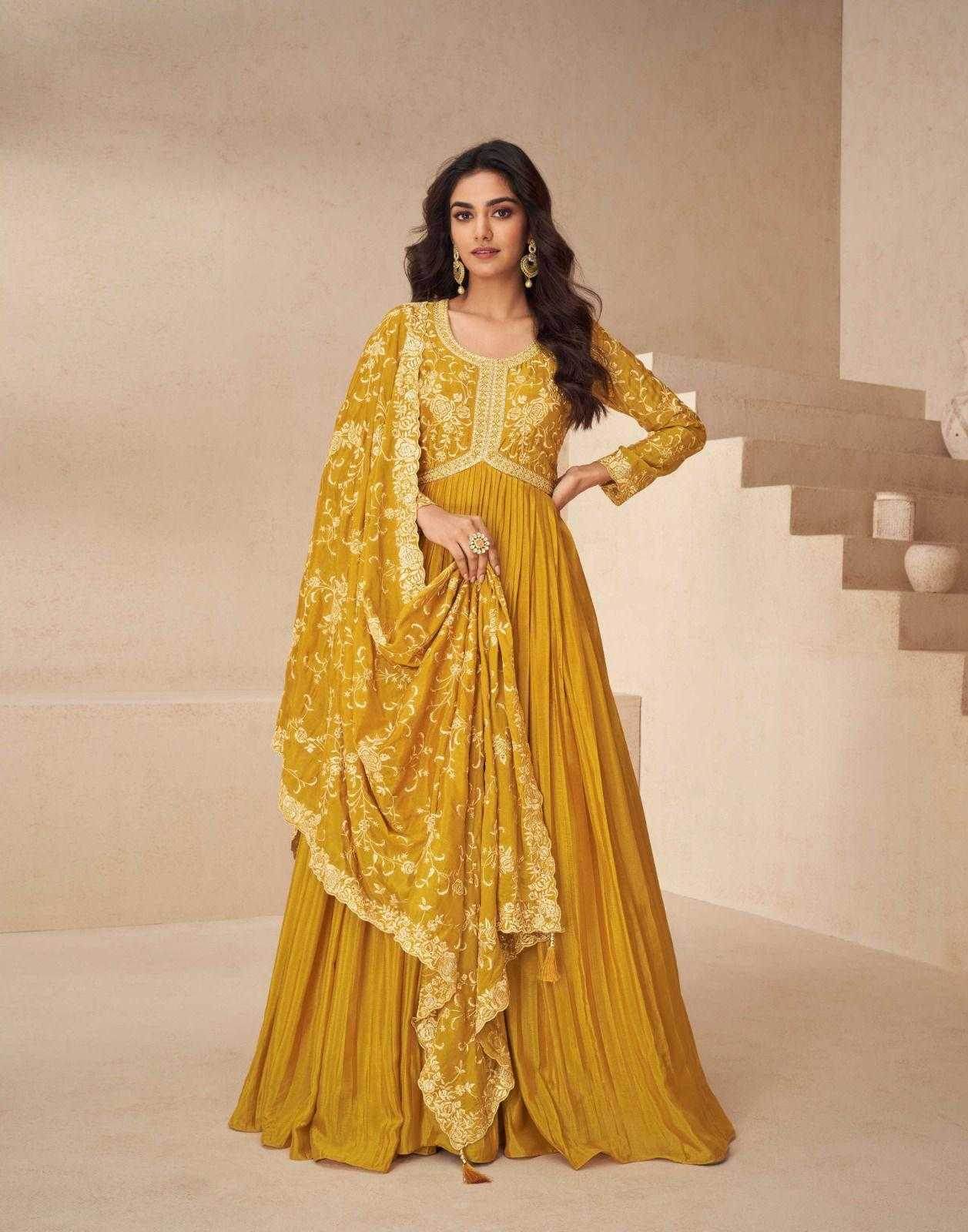 Chinon Silk Anarkali Long Gown for Elegant Occasions - MYLUXURY LANE ENTERPRISE